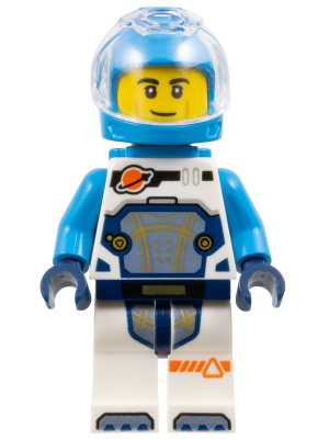 Astronaut - Male, White Spacesuit with Dark Azure Arms, Dark Azure Helmet, Trans-Clear Visor, Dark Azure Jet Pack, Smirk
