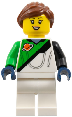 Space Explorer - Female, Bright Green and White Spacesuit, Reddish Brown Ponytail