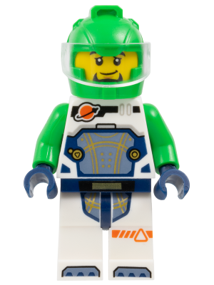 Astronaut - Male, White Spacesuit with Bright Green Arms, Bright Green Helmet, Trans-Clear Visor, Goatee