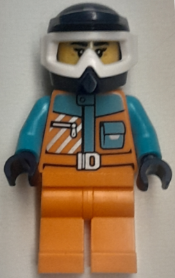 Arctic Explorer - Female, Orange Jacket and Legs, Dark Blue Dirt Bike Helmet, White Goggles