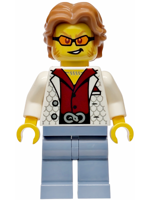 Police - City Bandit Crook Male, White Vest, Medium Nougat Wavy Hair, Sideburns, Orange Glasses