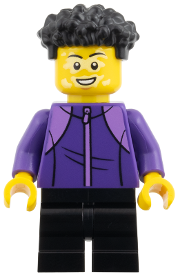 Child - Boy, Dark Purple Tracksuit, Black Medium Legs, Coiled Hair