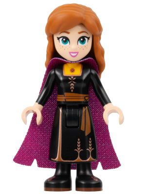 Anna - Black Dress, Magenta and Dark Purple Cape, Narrow Smile