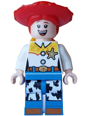 Jessie - Normal Legs, Minifigure Head and Bow, Printed Dark Orange Boot Tips, Sheriff Star Badge