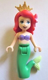 Ariel, Mermaid (Light Nougat) - Medium Lavender Shell Bra Top, Bright Green Tail, Medium Azure Eyes, Bright Pink Flower, Pearl Gold Tiara