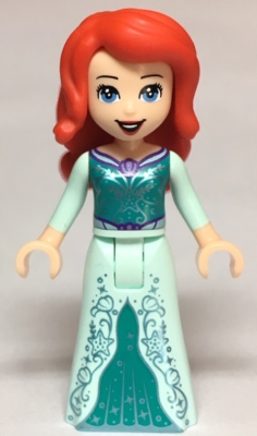 Ariel, Human (Light Nougat) - Light Aqua Dress with Silver Starfish and Shells