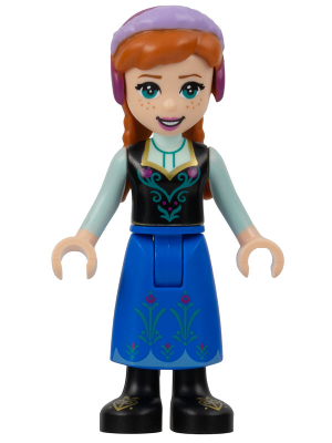 Anna - Blue Skirt, Black Boots and Black Top, Light Aqua Sleeves, Wide Smile