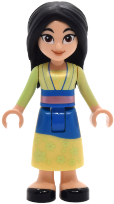 Mulan - Yellowish Green and Bright Light Yellow Robe, Black Shoes, Wide Grin with Corner Indents