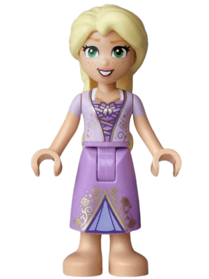 Rapunzel (Medium Tan) - Mini Doll, Lavender Top, Medium Lavender Dress, Bright Pink Flower, Gold Bow