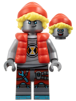 Cooper - Robot with Red Cap and Puffer Vest, Clip on Back