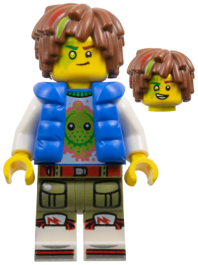 Mateo - Z-Blob Shirt, Blue Puffer Vest, Hair with Lime and Red Streaks