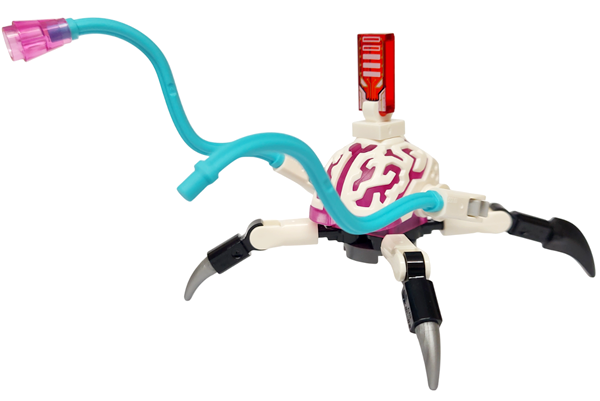 Cyber Brain Spider - 4 Legs, Medium Azure Appendages, Black and Flat Silver Claws