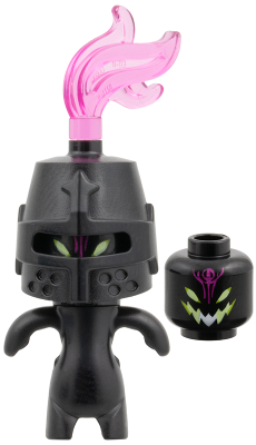 Grimspawn - Black Helmet Castle Closed, Trans-Dark Pink Plume, Forehead Tattoo