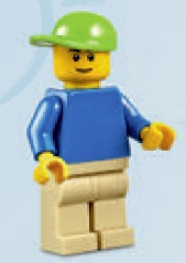 Plain Blue Torso, Tan Legs, Lime Short Bill Cap