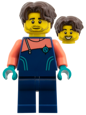 Arctic Photographer - Dark Blue Jacket and Legs, Coral Sleeves, Dark Brown Hair