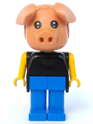Fabuland Pig - Hugo Hog, Blue Legs, Black Top, Yellow Arms
