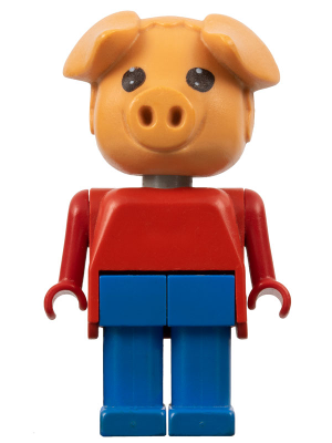 Fabuland Pig - Peter Pig, Blue Legs, Red Top