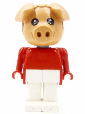 Fabuland Pig - Pierre Pig, White Legs, Red Top (Tuba Player)