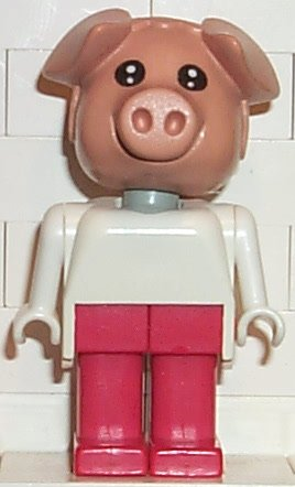Fabuland Pig - Peter Pig (Cook), Red Legs, White Top