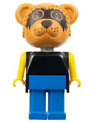 Fabuland Bear - Ricky Raccoon, Blue Legs, Black Top, Yellow Arms, Large Eyes Mask