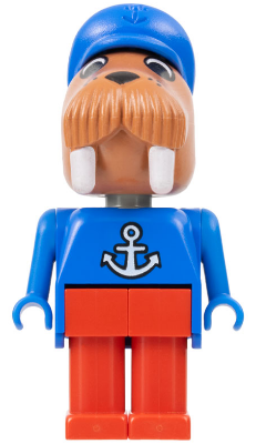 Fabuland Walrus - Wilfred Walrus (Captain), Red Legs, Blue Hat and Top with Anchor