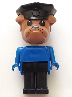 Fabuland Bulldog - Bertie Bulldog (Police Chief), Brown Head, Black Police Hat