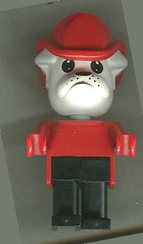 Fabuland Bulldog - Buster Bulldog (Fireman), White Head, Red Fire Helmet and Top