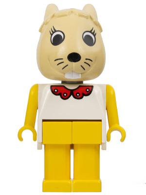 Fabuland Rabbit - Bonnie Bunny, Tan Head, Yellow Legs and Arms, White Top with Red Collar