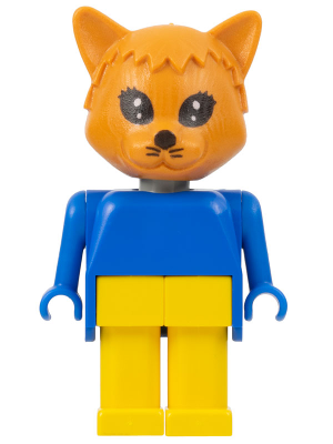 Fabuland Cat - Charlie Cat, Brown Head, Yellow Legs, Blue Top and Arms