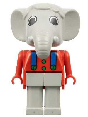 Fabuland Elephant - Edward Elephant, Light Gray Legs, Red Top and Arms, Blue Braces