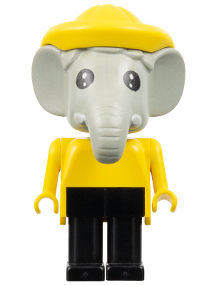 Fabuland Elephant - Edward Elephant, Black Legs, Yellow Raincoat and Hat, Black Eyes