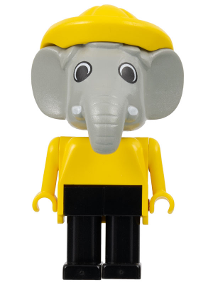 Fabuland Elephant - Edward Elephant, Black Legs, Yellow Raincoat and Hat, White Eyes