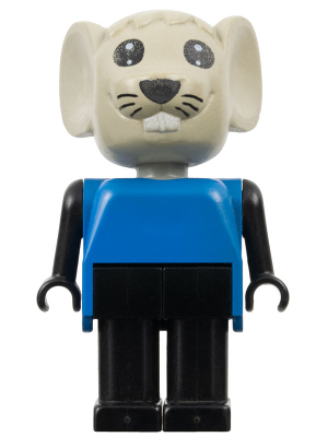 Fabuland Mouse - Mortimer Mouse (Morty), Light Gray Head, Blue Top