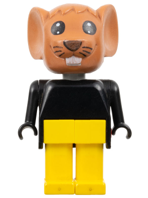 Fabuland Mouse - Michael Mouse (Moe), Brown Head, Yellow Legs, Black Top