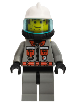 Fire - City Center 5, Light Gray Legs with Black Hips, White Fire Helmet, Air Tanks