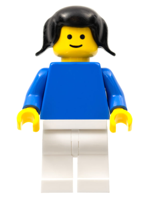 Plain Blue Torso with Blue Arms, White Legs, Black Pigtails Hair