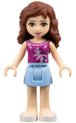 Friends Olivia (Light Nougat) - Bright Light Blue Skirt, Magenta Top