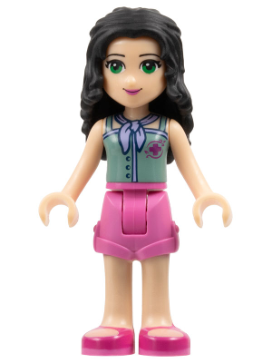 Friends Emma - Dark Pink Shorts, Sand Green Top with Red Cross Logo and Scarf