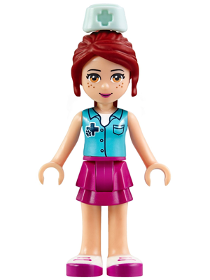 Friends Mia - Magenta Layered Skirt, Medium Azure Top with Cross Logo and Nurse Hat