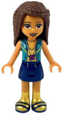 Friends Andrea - Dark Blue Skirt, Gold Top with Dark Turquoise Vest