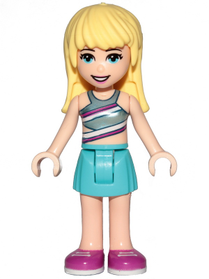 Friends Stephanie - Medium Azure Skirt, Striped Top