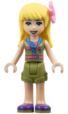 Friends Stephanie - Olive Green Shorts and Top, Dark Purple Shoes, Flower