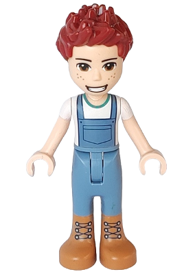 Friends Daniel - Medium Nougat Boots, Sand Blue Overalls, White Top