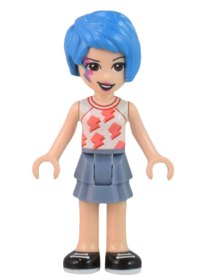 Friends Evelyn - White Sleeveless Shirt, Sand Blue Skirt, Face Paint