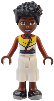 Friends Zac - Red, White, and Yellow Hoodie with Zippers, White Cropped Trousers, Black Shoes