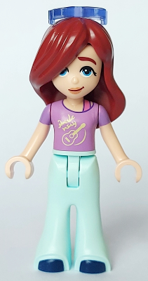 Friends Paisley - Medium Lavender Shirt with Guitar, Light Aqua Trousers Bell-Bottoms, Dark Blue Shoes, Sunglasses