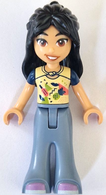 Friends Liann - Bright Light Yellow and Dark Blue Top, Sand Blue Trousers Bell-Bottoms, Medium Lavender Shoes