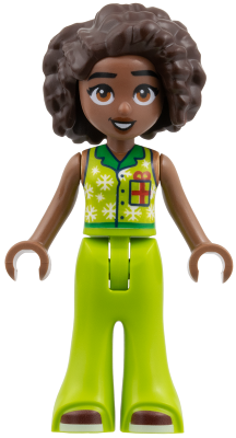 Friends Aliya - Lime Top with Snowflakes and Christmas Gift and Trousers Bell-Bottoms with Dark Red Shoes