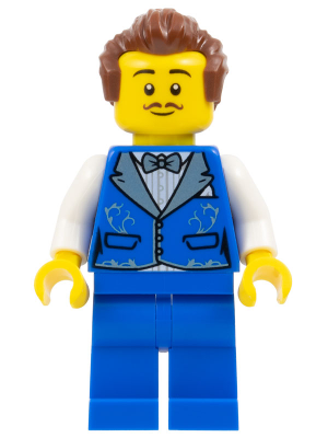 Magician - Male, Blue Vest with Metallic Light Blue Lapels, Blue Legs, Reddish Brown Hair, Dark Brown Moustache
