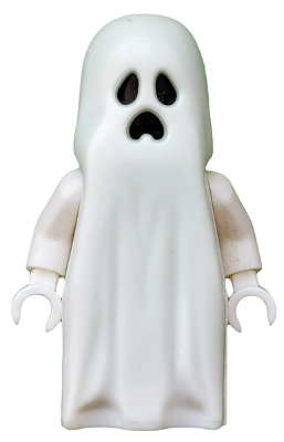 Ghost with Pointed Top Shroud with 1 x 2 Plate and 1 x 2 Brick as Legs